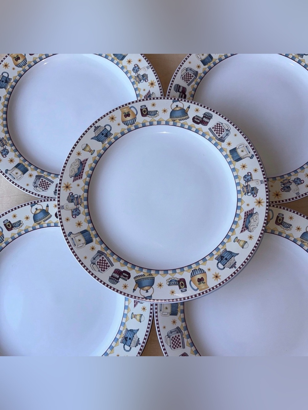 Vintage Sakura Debbie Mumm 2000 Teapots Dinner Plates Lot Of 5